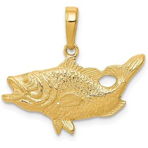 The Black Bow 14k Yellow Gold Open Mouth Bass Pendant