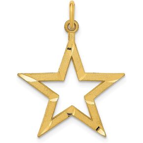 The Black Bow 14k Yellow Gold 20mm Diamond Cut Open Star Pendant
