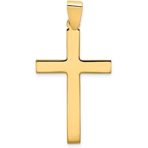Solid 14k Yellow Gold Polished Crucifix Cross Customize Personalize Engravable Charm Pendant Jewelry Gifts For Women or Men (Length 1.71" Width 0.9")