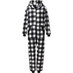 Kidukso Adult Check Onesie Pajamas Comfy Christmas Jumpsuit Zipper Sleepwear Family Matching loungewear for Women Men