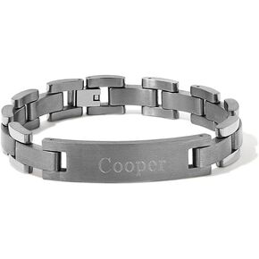 Men's Custom Engraved Titanium ID Bracelet, 12mm Wide, 8 Inches Long - Personalized Name Bracelet for Him - Custom Boyfriend Gifts - Father's Day Bracelet - Gifts for Dad - Valentine's Day Gift in Saudi Arabia