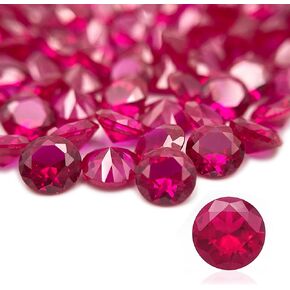 50Pcs Loose Synthetic Ruby Stone Bulk Wholesale Round Brilliant Cut Diamon Shape Red Corundum Gemstone Lot Faceted Gems, AAA VVS Grade (5/5.5/6/6.5mm)
