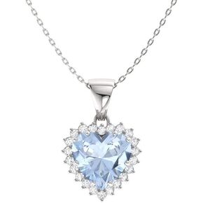 Diamondere Natural and Certified Heart Cut Gemstone and Diamond Halo Necklace in 14k Solid Gold | 1.14 Carat Pendant with Chain Valentine's Day gift for her