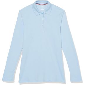 French Toast Girls' Long Sleeve Interlock Polo with Picot Collar (Standard & Plus)