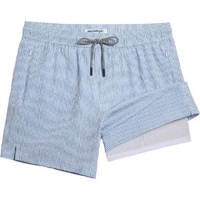 maamgic Men's Swim Trunks 5.5 inch Seersucker 2 in 1 Beach Shorts Quick Dry Bathing Suits with Compression Liner in Kuwait