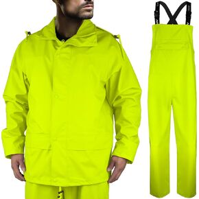 MontGear Men's Pro Rain Suit: Versatile Stretch Jacket and Bib Pants - Waterproof for Outdoor Fishing