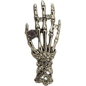 دبوس قبعة يد بتصميم هيكل عظمي فضي مؤكسد/دبوس طية صدر / اكسسوارات شارة كاب للرجال، قياسي، مينا بدون احجار كريمة in Kuwait