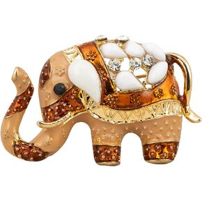 Knighthood Beige Enamel Elephant With Stone Detailing Brooch,Suit Stud,Shirt Studs,Lapel Pin Accessories for Men Women