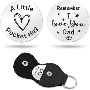 Pocket Hug Token Gift for Women Men Boy Girl Relationship Keychain Double Sided Inspirational Gift with PU Leather