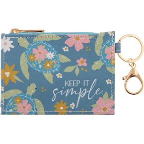 Karma, Women Zip ID Wallet, Small Leather Wallet Coin Purse with Keychain, Slim ID Card Case Holder