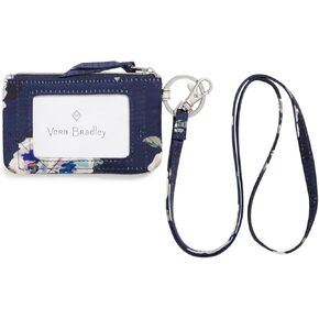 حافظة Vera Bradley للسيدات ذات سحّاب وسحاب ومجموعة حبل قصير، رمادي سحابي، مقاس واحد
