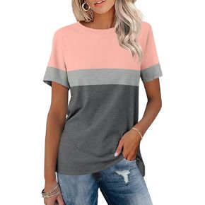 ORANDESIGNE Women’s T Shirts Short Sleeve Color Block Tops Casual Summer Fashion Tees in Saudi Arabia