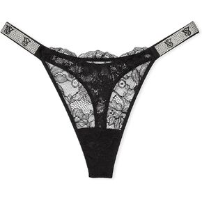 Victoria's Secret Women's Lace Thong Underwear, Women's Panties, Very Sexy Collection, Black Lace (S)