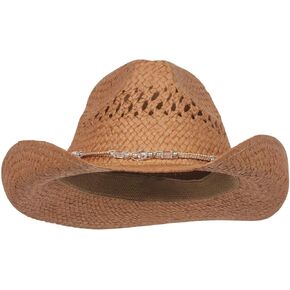 MG Womens Straw Outback Toyo Cowboy Hat, Brown