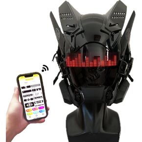 Cyberpunk Mask LED Customizable Bluetooth Mask，APP Control LED Display Smart Mask, for Nightclub, Party, Raves