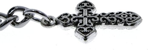 Albert Chain Silver Color Pocket Watch Chain Fob Chain with Cross Design Medal Fob and T Bar Swivel Clasp AC219, Silver in Kuwait