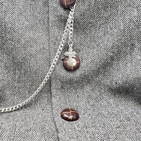 Albert Chain Silver Color Pocket Watch Chain Fob Chain with Cross Design Medal Fob and T Bar Swivel Clasp AC219, Silver in Kuwait