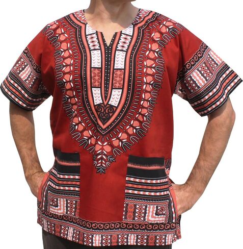 RaanPahMuang Bright Coloured African Dashiki Cotton Shirt Very Big Plus Sizes in Saudi Arabia