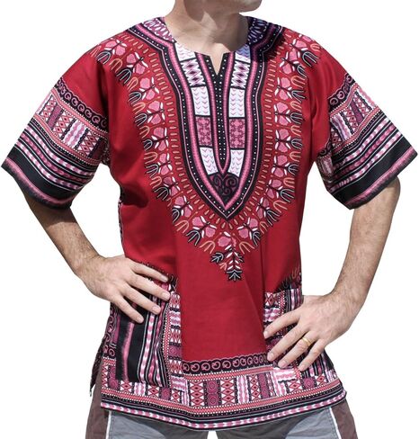 RaanPahMuang Bright Coloured African Dashiki Cotton Shirt Very Big Plus Sizes in Saudi Arabia