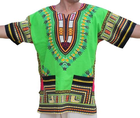 RaanPahMuang Bright Coloured African Dashiki Cotton Shirt Very Big Plus Sizes in Saudi Arabia