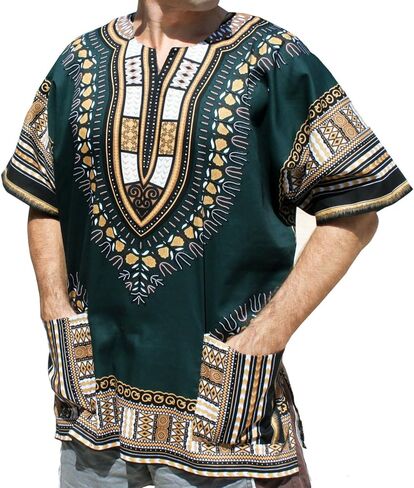 RaanPahMuang Bright Coloured African Dashiki Cotton Shirt Very Big Plus Sizes in Saudi Arabia