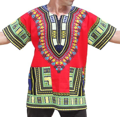RaanPahMuang Bright Coloured African Dashiki Cotton Shirt Very Big Plus Sizes in Saudi Arabia