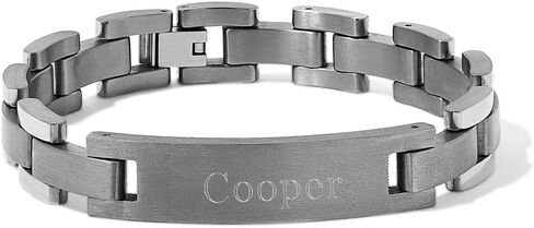 EVE'S ADDICTION Men's Custom Engraved Titanium ID Bracelet, 12mm Wide, 8 Inches Long - Personalized Name Bracelet for Him - Custom Boyfriend Gifts - Father's Day Bracelet - Gifts for Dad, 8 inch, in Saudi Arabia
