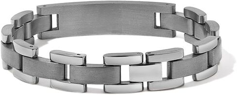 EVE'S ADDICTION Men's Custom Engraved Titanium ID Bracelet, 12mm Wide, 8 Inches Long - Personalized Name Bracelet for Him - Custom Boyfriend Gifts - Father's Day Bracelet - Gifts for Dad, 8 inch, in Saudi Arabia