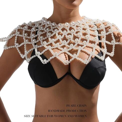 لؤلؤة شال الجسم سلسلة اللؤلؤ الكتف مجوهرات الجسم مثير شرابة الجسم سلسلة الصيف شاطئ الجسم اكسسوارات صحن سلاسل الجسم الطرف in Kuwait