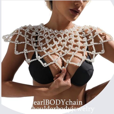 لؤلؤة شال الجسم سلسلة اللؤلؤ الكتف مجوهرات الجسم مثير شرابة الجسم سلسلة الصيف شاطئ الجسم اكسسوارات صحن سلاسل الجسم الطرف in Kuwait