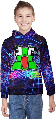 NLIXGVU Kids' Hoodie 3D Print Sweatshirt Soft Pullover Hooded with Big Pockets Fans Gifts for Boys Or Girls Youth, in Kuwait