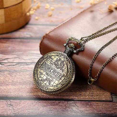 ساعة جيب من Lancardo Vintage Bronze Skull قطعة واحدة للرجال والنساء عليها أرقام عربية كوارتز ساعة جيب مع سلسلة مينا أبيض للهالووين in Kuwait