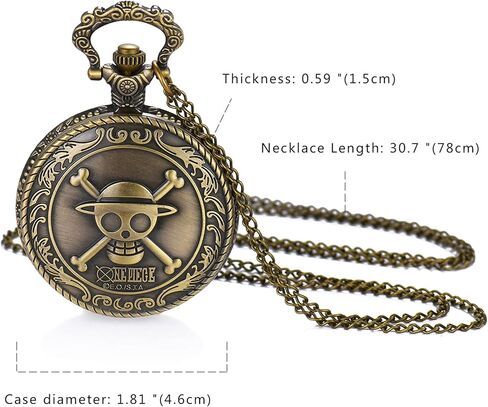 ساعة جيب من Lancardo Vintage Bronze Skull قطعة واحدة للرجال والنساء عليها أرقام عربية كوارتز ساعة جيب مع سلسلة مينا أبيض للهالووين in Kuwait