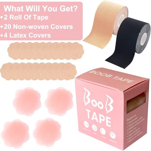 Boobytape لرفع الثدي، شريط المعتوه البتلة عارية الذراعين غطاء الحلمة الثدي الكبير A-E كوب مع بتلات الثدي السيليكون in Kuwait