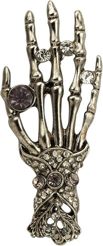 دبوس قبعة يد بتصميم هيكل عظمي فضي مؤكسد/دبوس طية صدر / اكسسوارات شارة كاب للرجال، قياسي، مينا بدون احجار كريمة in Kuwait