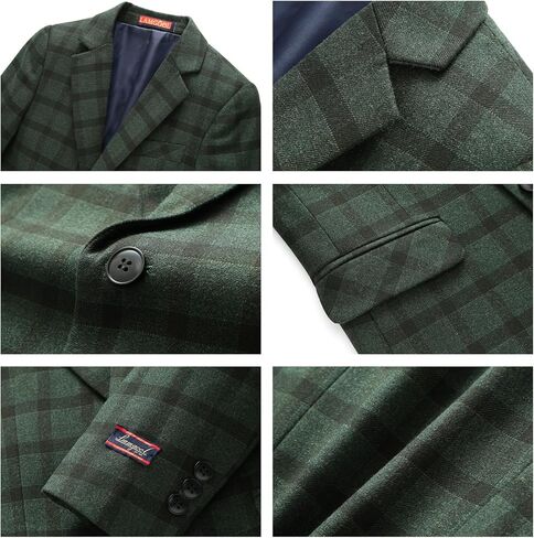 Lamgool Boys Plaid Suits 3 Piece Slim Fit Formal Set for Kids Prom Wedding Outfits Tuxedo Blazer Jacket Vest Pant Size 4T-16Y in Kuwait