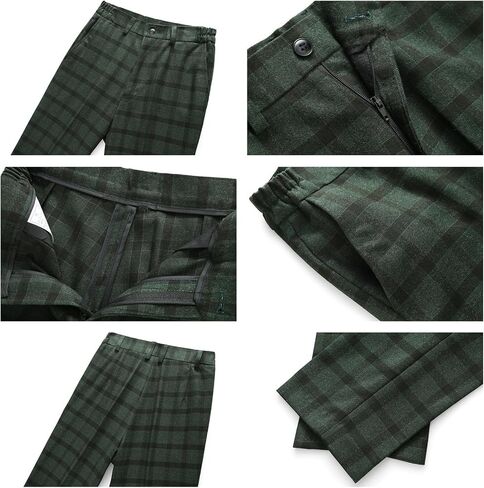 Lamgool Boys Plaid Suits 3 Piece Slim Fit Formal Set for Kids Prom Wedding Outfits Tuxedo Blazer Jacket Vest Pant Size 4T-16Y in Kuwait