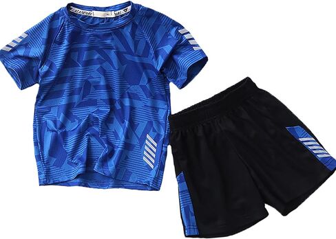 Jellyuu Boys Summer Clothing Sets Kids Outfit Set Camouflage Short Sleeve T-Shirt+ Shorts Sportswear 3-13Years in Kuwait