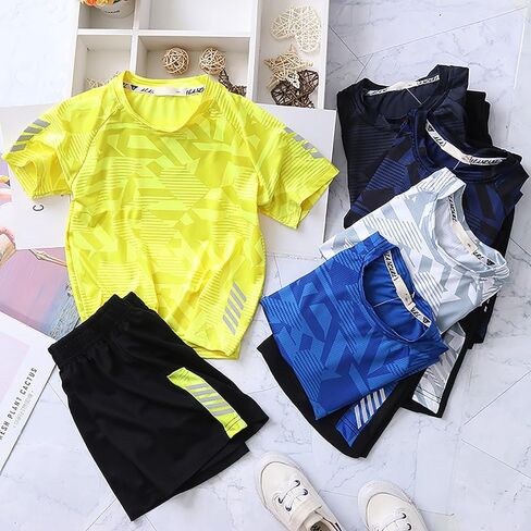 Jellyuu Boys Summer Clothing Sets Kids Outfit Set Camouflage Short Sleeve T-Shirt+ Shorts Sportswear 3-13Years in Kuwait