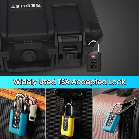 أقفال REBUST TSA المعتمدة لحقيبة الأسلحة - عبوتان من أقفال TSA القوية للأمتعة والبنادق والمسدسات وحالات المسدس - قفل علبة البندقية مع 3 مجموعة من الرموز الأمنية - قفل لحقائب الأمتعة (أسود) in Saudi Arabia