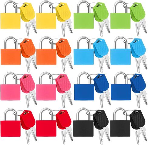 smilixin 16 PCS Suitcase Locks with Keys,Small Luggage Padlocks Metal Padlock with Key,Multicolor Lock Luggage Locks Mini Keyed Padlock for Backpack Boxes Laptop Bag School Gym Locker,23 mm,8 Colors in Kuwait