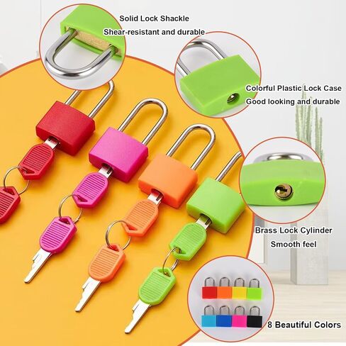 smilixin 16 PCS Suitcase Locks with Keys,Small Luggage Padlocks Metal Padlock with Key,Multicolor Lock Luggage Locks Mini Keyed Padlock for Backpack Boxes Laptop Bag School Gym Locker,23 mm,8 Colors in Kuwait