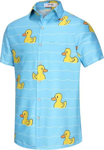 KYKU Men's Casual Button-Down Shirts Hawaiian Shirt Short Sleeve Beach Clothes with Pockets in Kuwait