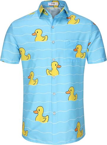 KYKU Men's Casual Button-Down Shirts Hawaiian Shirt Short Sleeve Beach Clothes with Pockets in Kuwait