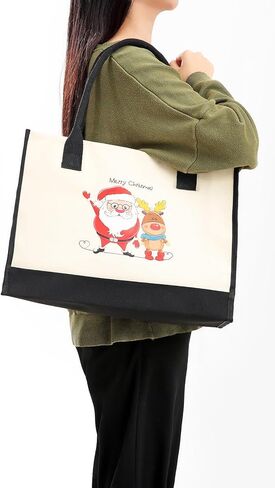 Womens Large Capacity Canvas Tote Bag Personalized Shoulder Handbag Christmas Gifts in Kuwait