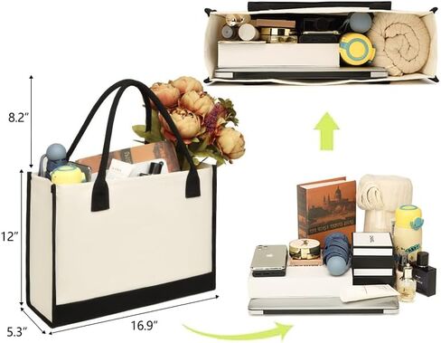 Womens Large Capacity Canvas Tote Bag Personalized Shoulder Handbag Christmas Gifts in Kuwait