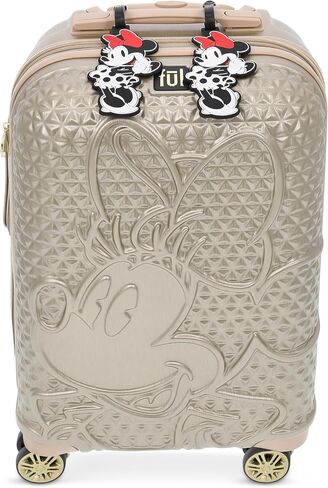 FUL Disney Minnie Mouse 22 Inch Rolling Luggage, Textured Hardshell Carry On Suitcase with Spinner Wheels and 2 ID Tags, Gold in Saudi Arabia