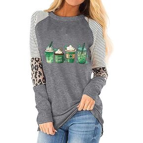 hcihgzr St Patricks Day Shirt Women Shamrock Lucky T-Shirts Cute Irish Lucky Shirts Short Sleeve Lucky St Patricks Day Shirt