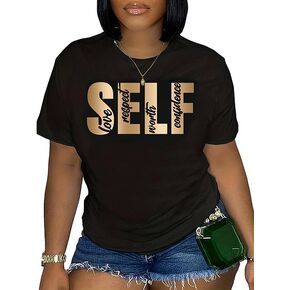 SOLY HUX Women's Letter Print T Shirt Short Sleeve Round Neck Graphic Tees Summer Tops