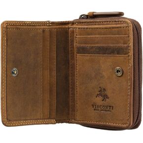 Rocket Leather Oil Tan Zip Around Small Wallet/Purse with RFID Protection 729